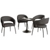 LeisureMod Verve 5-Piece Dining Set with 36" Round Dining Table in Black MDF Top and 4 Dining Chairs - 2 of 4