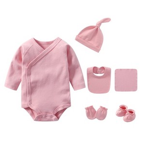 MyKids-USA Newborn Solid Color Cotton Bodysuit Thin Style Sets - 1 of 4