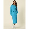Seta T Womens' Winter Casual Crewneck Sweater Midi Skirts with Pockets Lounge Set Two Pieces - 3 of 4