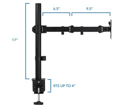 Black Adjustable Single Monitor Arm Desk Mount