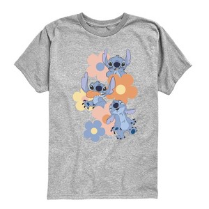 Boys' - Disney - Stitch Pop Flowers Short Sleeve Graphic T-Shirt - 1 of 4