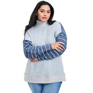 Avenue Women's Plus Size Theresa Splice Hacci Top - 1 of 4