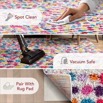 Sunny Spots Multicolor Shag Rug for Kids, 40" Round Synthetic