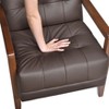 PAGED Leather Upholstered Accent Chair with Solid Wood Arms and Legs,Modern Arm Chairs for Bedroom,Reading Room,Beige - 3 of 4