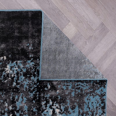 Blue and Gray Abstract 8' x 10' Synthetic Area Rug