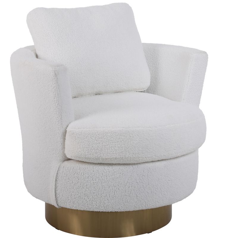 Teddy Fabric Swivel Bucket Chair, Living Room Armchair with Gold Metal Base - ModernLuxe, 2 of 10