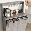 48'' Sideboard Buffet Cabinet, Fluted Coffee Bar Cabinet with 2 Drawers & Adjustable Shelves, Wooden Console Table, Kitchen Storage Cabinet - 3 of 4