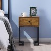 VECELO Vintage Nightstand with Storage Drawer, End/Side Table for Bedroom or Living Room, Metal Frame, Brown - 4 of 4