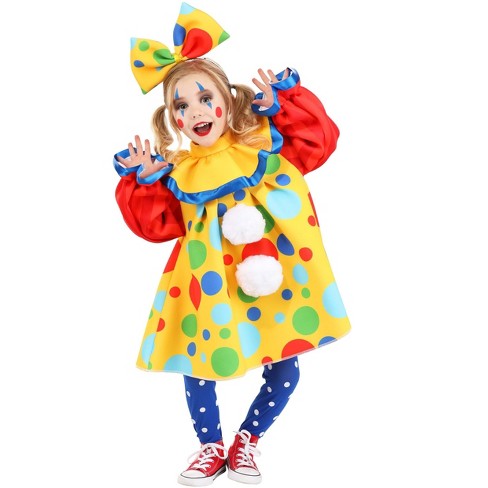 2T/3T Clown Costume in Navy, Blue, Green, fashion Yellow, optional pom poms