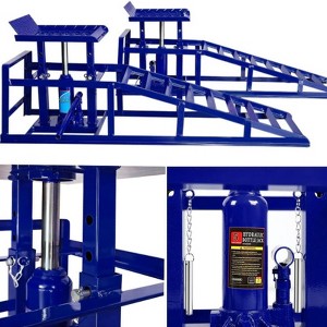 TROPOW 2 Pack Hydraulic Car and Truck Service Ramps,Adjustable Lift Height 9.8" to 16.21", ,Vehicle Auto Garage (5T) - 1 of 4