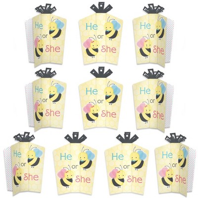 Big Dot of Happiness What Will It Bee - Table Decorations - Gender Reveal Fold and Flare Centerpieces - 10 Count