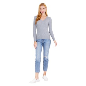 Slickblue Women's Viscose Rib Sweater, V-Neck & Lightweight Knit, Casual Pullover, Multiple Color Options, S-L - 1 of 4