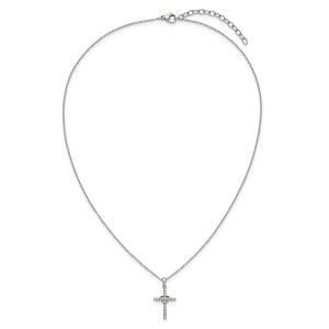 Chisel Stainless Steel with Cubic Zirconia Cross with Heart Pendant on an 18" Plus 2" Ext. Cable Chain Necklace - 1 of 4