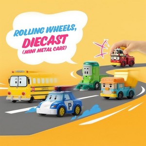 Robocar Poli School Bus Carrying Case Set (with mini die-cast cars: Amber, Poli, Roy, Mark included) | Early Learning Toy-Imagination & Role Play - 1 of 4