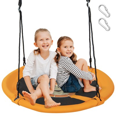 Infans 40" Saucer Tree Swing w/ Adjustable Hanging Ropes for Backyard or Outdoor Yellow