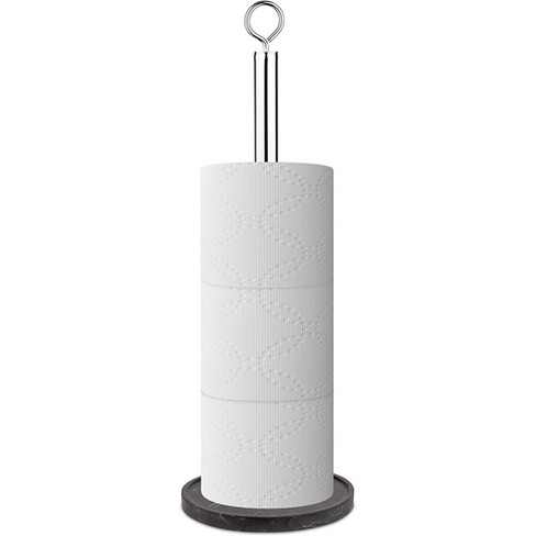 Freestanding Toilet Paper Holder with Marble Base in Brushed Finish