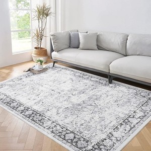 Non-Slip Washable Vintage Area Rug, Low-Pile Distressed Print Carpet for Living Room, Bedroom & Entryway – Stain-Resistant, Pet-Friendly - 1 of 4