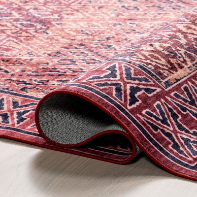 Bagmati Pink Synthetic Washable 5' x 8' Area Rug