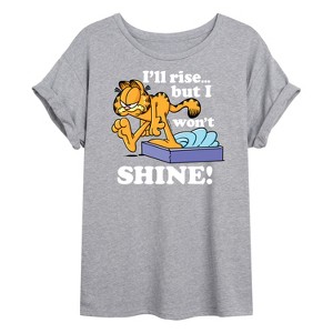 Women's - Garfield - Rise But Wont Shine Oversized Graphic T-Shirt - 1 of 4