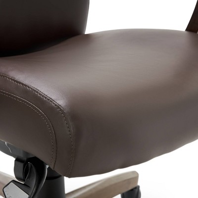 Modern Executive High-Back Brown Leather Swivel Chair with Lumbar Support