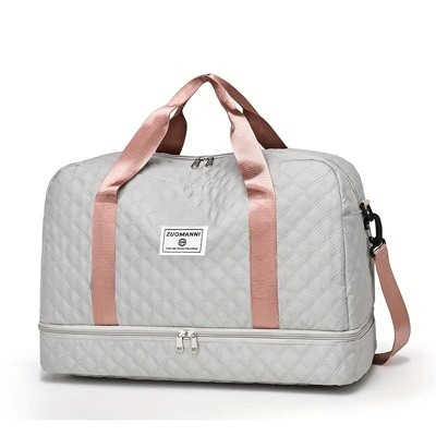 Luupatchy Three-Dimensional Diamond Patterned Travel Bag, Dry Wet Separation , For Travel, Fitness Yoga, Weekend Tote Overnight Bag,Gray