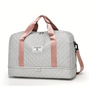 Luupatchy Three-Dimensional Diamond Patterned Travel Bag, Dry Wet Separation , For Travel, Fitness Yoga, Weekend Tote Overnight Bag,Gray - 1 of 4