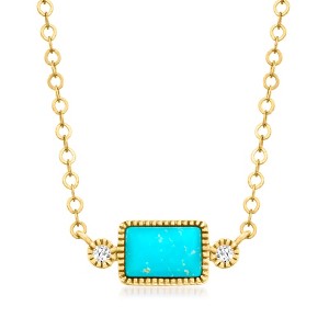 Pure Collection by Ross-Simons Turquoise Necklace With Diamond Accents in 14kt Yellow Gold - 1 of 4