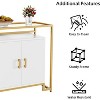 Garvee Modern Farmhouse Buffet Sideboard Cabinet with Tempered Glass Top and Steel Frame – 2-Door Engineered Wood Storage Cabinet - 2 of 4