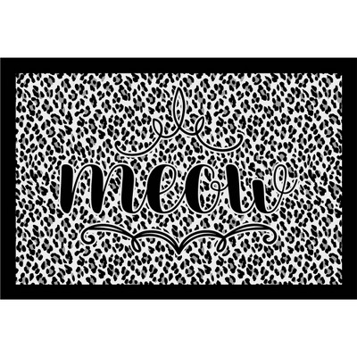 A&A Story Leopard Meow Rectangular Cat Feeding Mat - White and Black