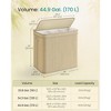 3-Section Laundry Hamper with Removable Liners, 44.9 Gallon Bamboo Clothes Sorter with Lid, Natural Color - 4 of 4