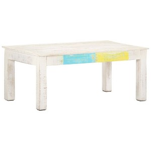 vidaXL Coffee Table White 43.3"x23.6"x17.7" Solid Mango Wood - 1 of 4