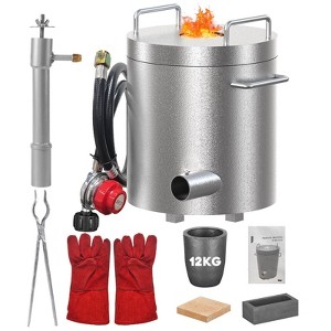 Metal Melting Furnace,  - 12KG High Capacity Foundry Kit with Crucible & Tong, 1300¡ãC/2372¡ãF Stainless Steel Smelter - 1 of 4
