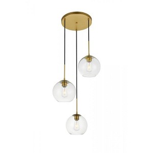 Elegant Lighting Baxter 3 Lights Brass Pendant With Clear Glass - 1 of 4