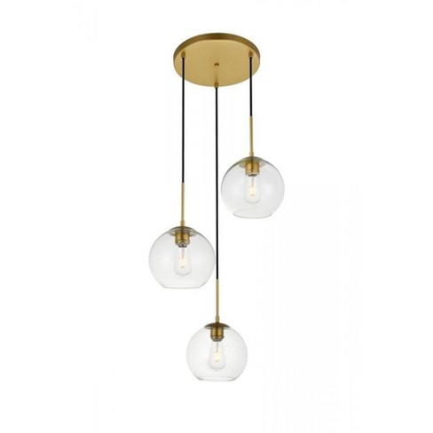 Elegant Lighting Baxter 3 Lights Brass Pendant With Clear Glass - image 1 of 4