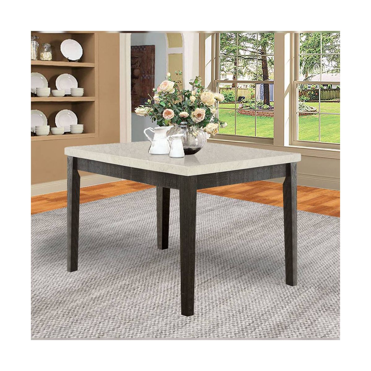 54" Nolan Accent Table White Marble/Salvage Dark Oak - Acme Furniture - thumbnail 2