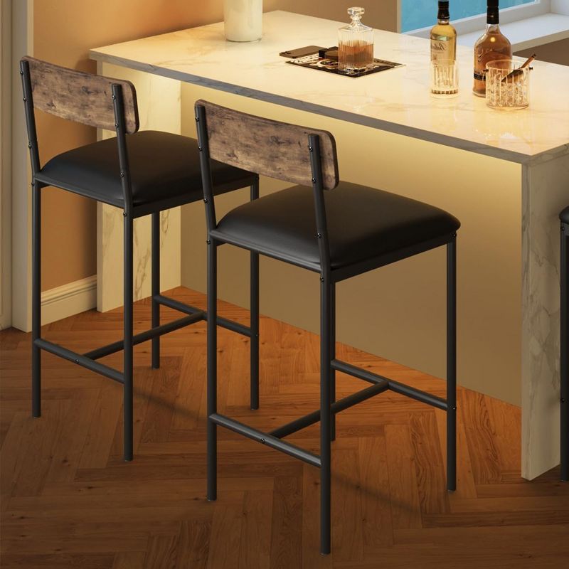 Whizmax Bar Stools Set of 2, Kitchen Bar Stools with Footrest for Kitchen Island, Apartment, Counter Bar, Rustic Brown, 4 of 9