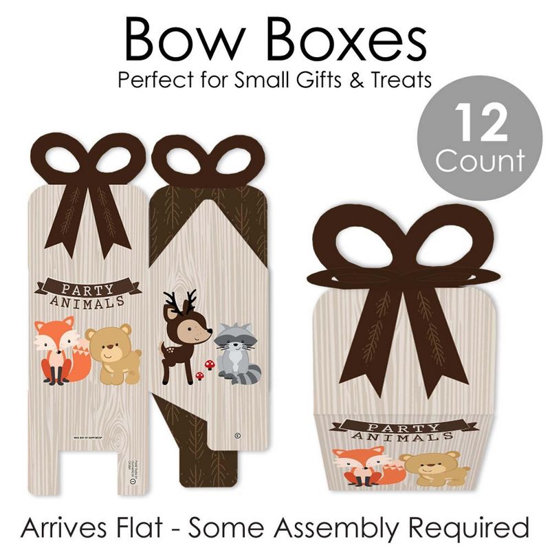 Big Dot of Happiness Woodland Creatures - Square Favor Gift Boxes - Baby Shower or Birthday Party Bow Boxes - Set of 12, 5 of 8