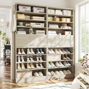 Besiost Shoe Cabinet with Wood Drawers, Closet Shoe Rack Organizer - - 1 of 4