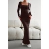 Coolmee Women's Fall Long Sleeve Square Neck Bodycon Maxi Dresses Sexy Ribbed Knit Long Sweater Lounge Dress - 3 of 4