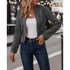 Women's Faux Suede Leather Jacket 2024 Fall Winter Clothes Casual Business Long Sleeve Blazer Jacket Coat - 4 of 4