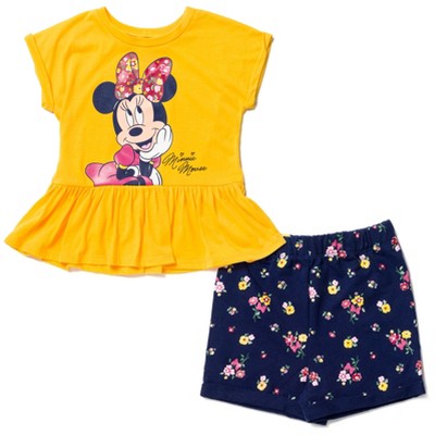 Disney Minnie Mouse T-Shirt and French Terry Shorts Outfit Set Infant to Little Kid