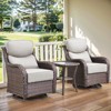 POCASSY Outdoor Swivel Rocker Patio Swivel Chairs Set of 2, 6" Thick Cushions All Weather Brown Wicker Swivel Glider Chairs with High Back for Porch - 2 of 4