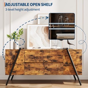 TV Stand，Modern Entertainment Center with Adjustable Shelf, 2 Drawers, Media Console, u-Shaped Metal Legs, for Living Room, Bedroom, Office Furniture - 1 of 4