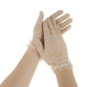 Unique Bargains Women's Leopard Sunblock Mittens 1 Pair - 1 of 4