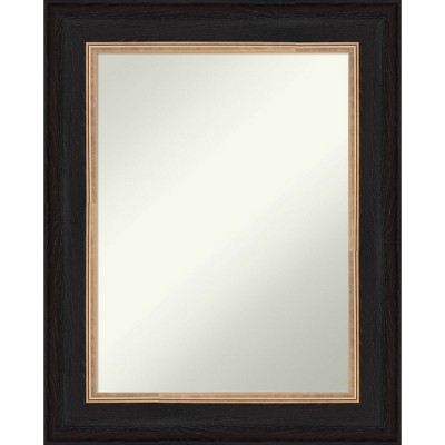 25" x 31" Non-Beveled Vogue Black Wall Mirror - Amanti Art: Modern Rectangle Vanity, Includes Mounting Hardware