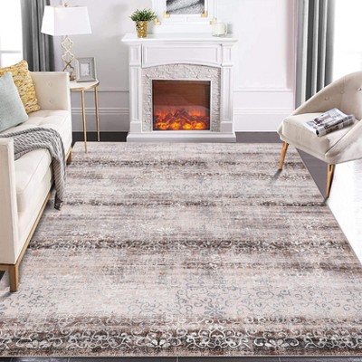 9x12 Rugs for Living Room Non Slip Ultra-Thin Vintage Rugs for Bedroom Boho Paisley Distressed Carpet Non-Shedding Stain Resistant Accent Carpet