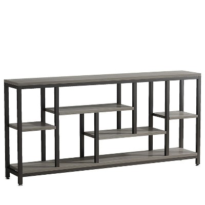 Gray 70.9'' Industrial Console Table with Storage Shelves