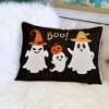 Whisen Halloween Pumpkin Embroidered Throw Pillow, Spooky Polka Dot Linen Cushion - 2 of 4