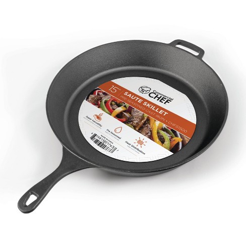  Commercial CHEF 15-inch Pre-seasoned Cast Iron Skillet: Home &  Kitchen