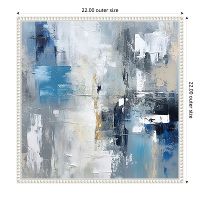Blue and White Abstract Canvas Print with Textured Frame, 22 x 22 inches